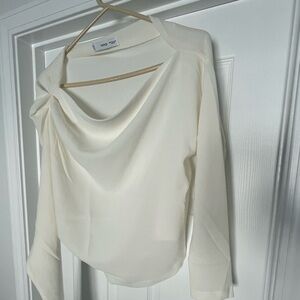 Mango Elegant Cream Drape Blouse